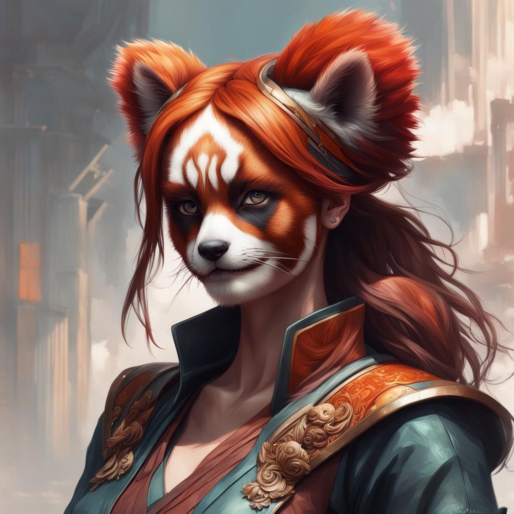 Woman Transforms to Red Panda: Artstation Concept Art