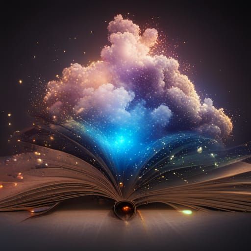 Multicolored Sparkles Erupting from Open Book