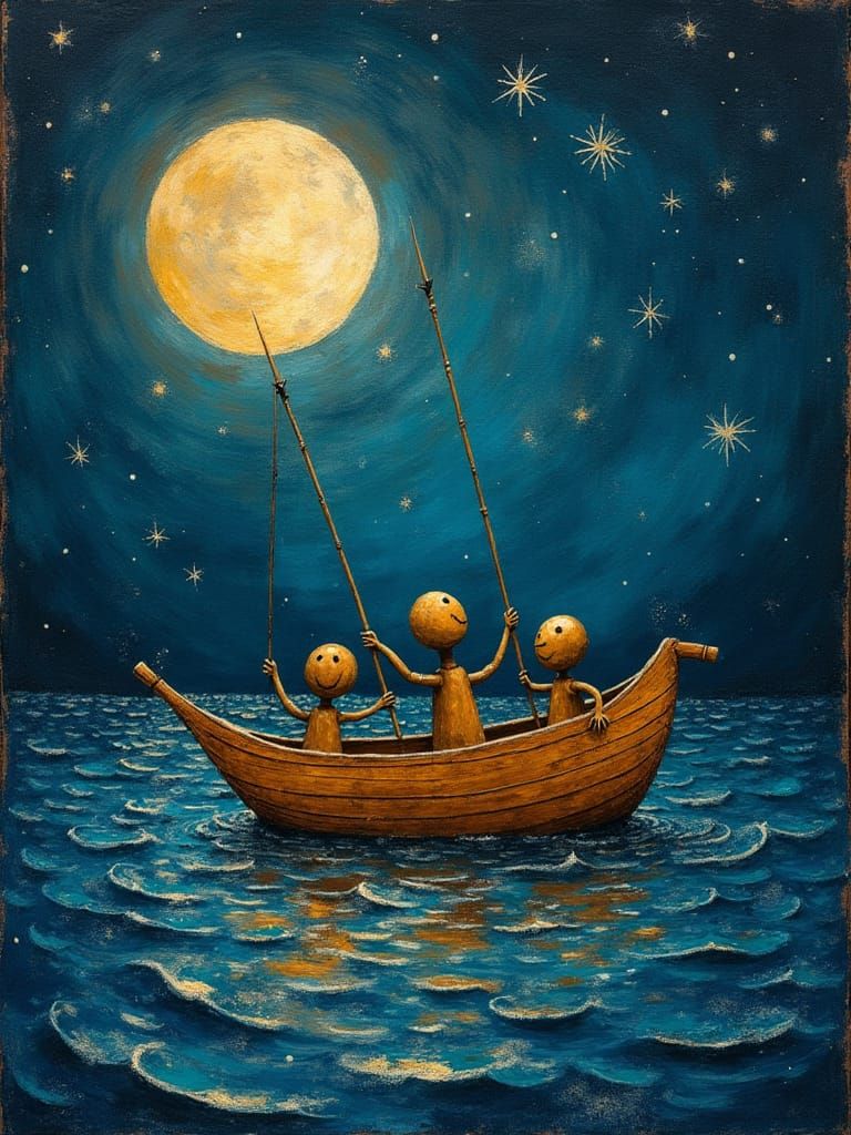 Dewdrop Rider in Dark Ocean: Textile Tesserae