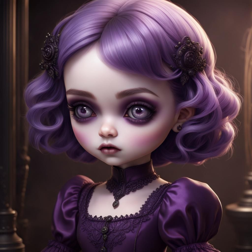Chibi Girl Portrait in Gothic Romanticism Style