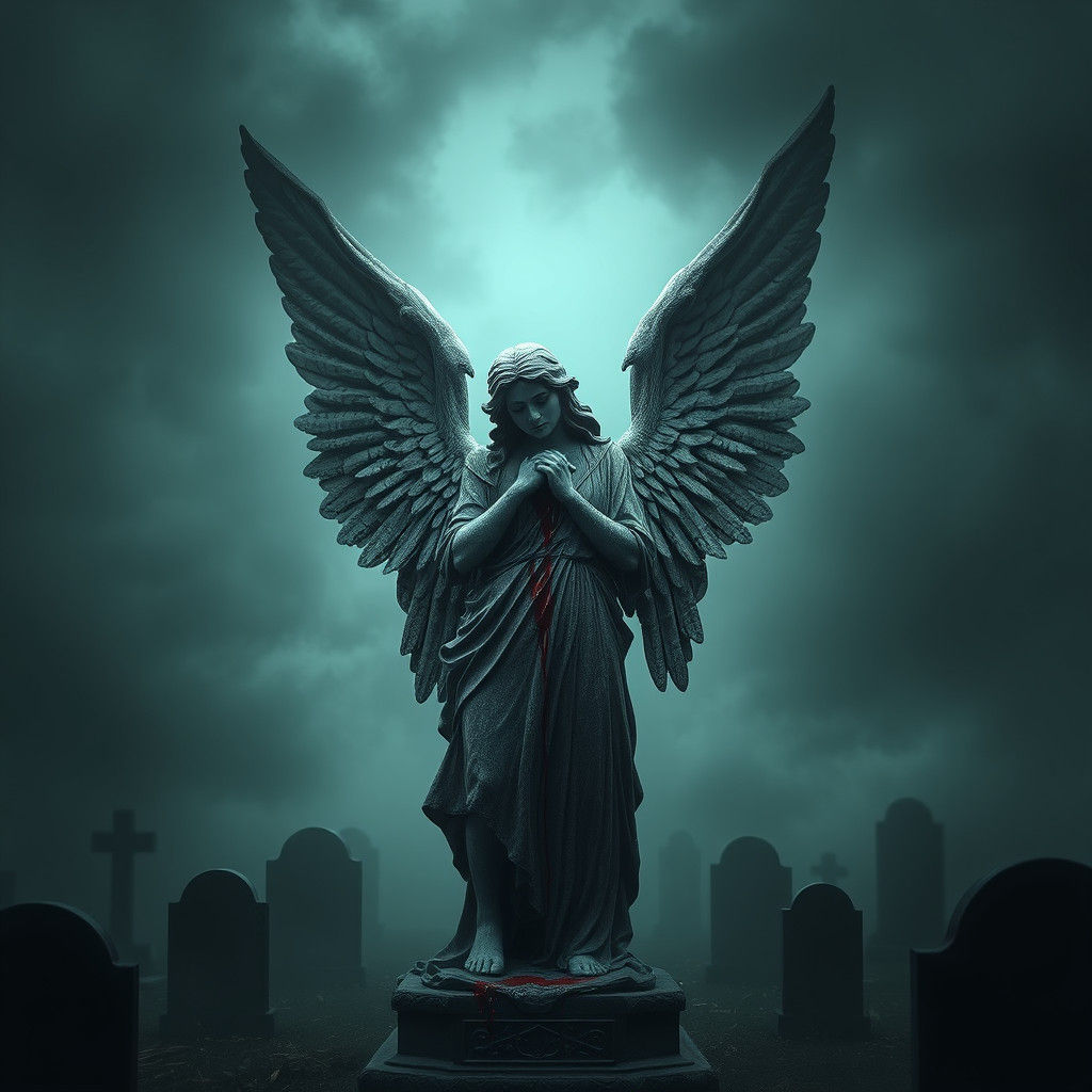 Gothic Angel Statue in Forsaken Graveyard