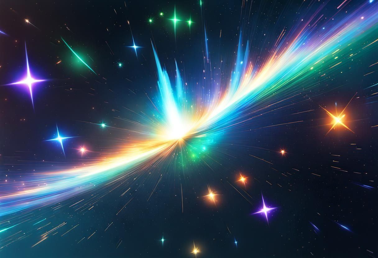 Iridescent Binary Star System in Color Storm