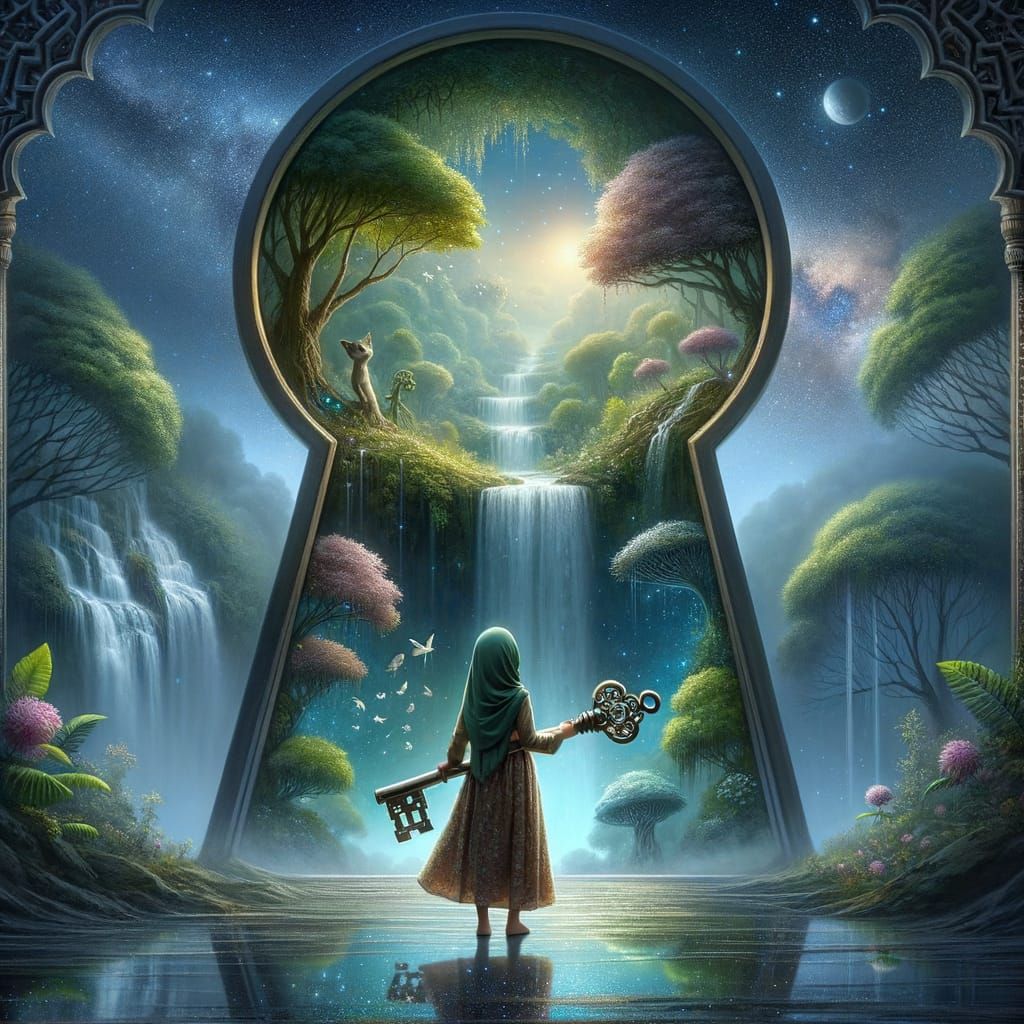 Fantasy Keyhole Opens to Dreamlike Realm
