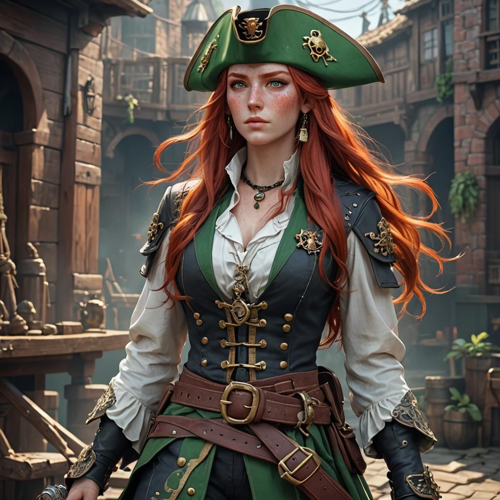 Fantasy Pirate Captain in 3D Anime Style