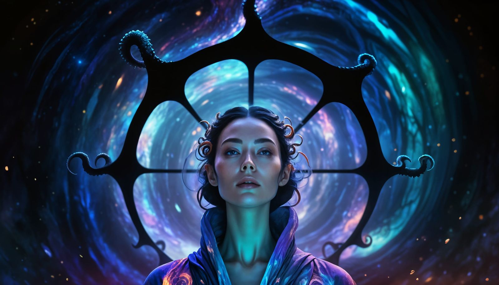 Cosmic Priestess Portrait in Fantastical Matte Painting