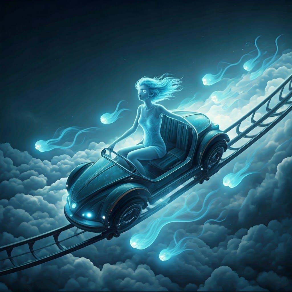 Woman on a Rollercoaster in Dreamscape Style