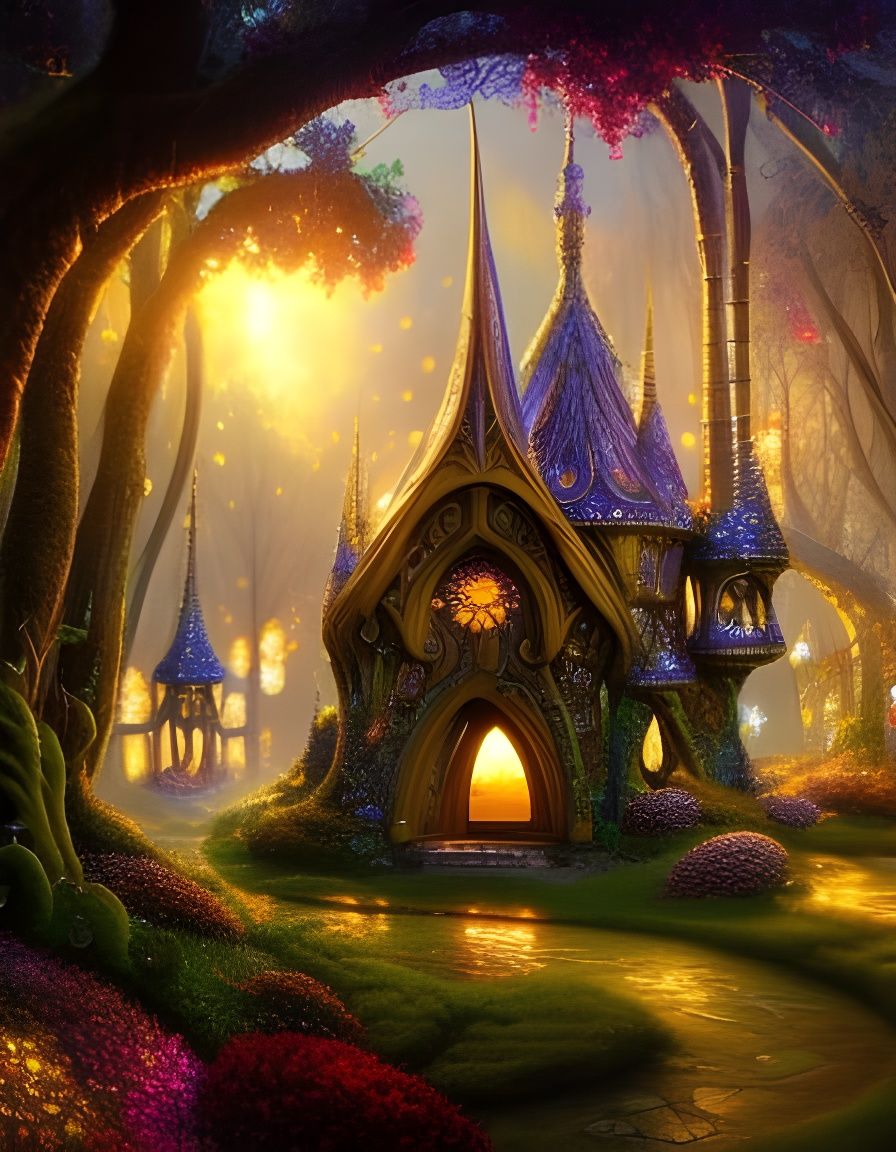Enchanted Fairy House in Art Nouveau Style