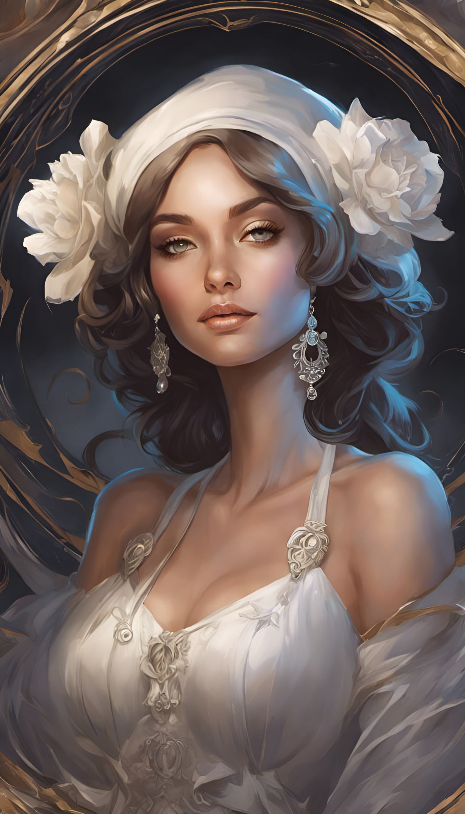 Engraved Crystal Quartz Housemaid Portrait