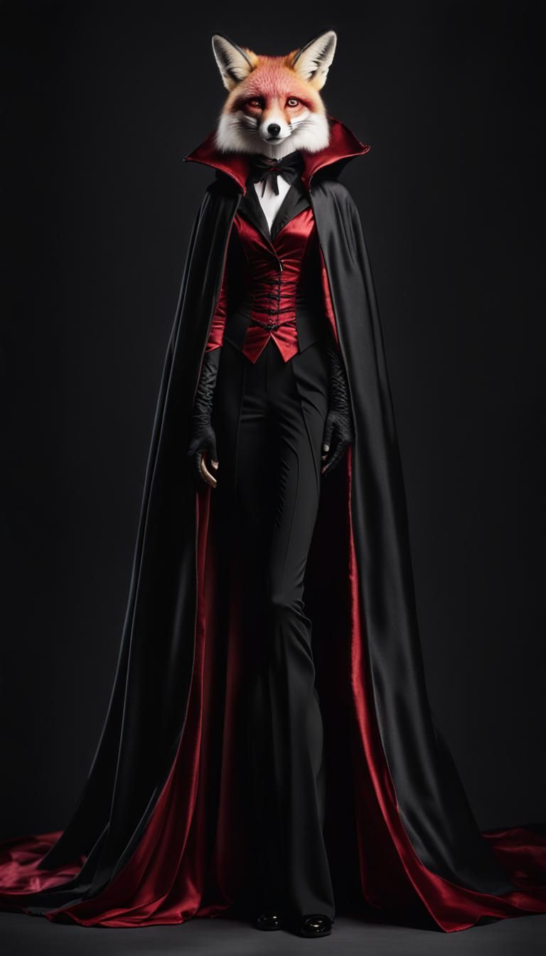 Elegant Vampire Fox in Silk Cloak