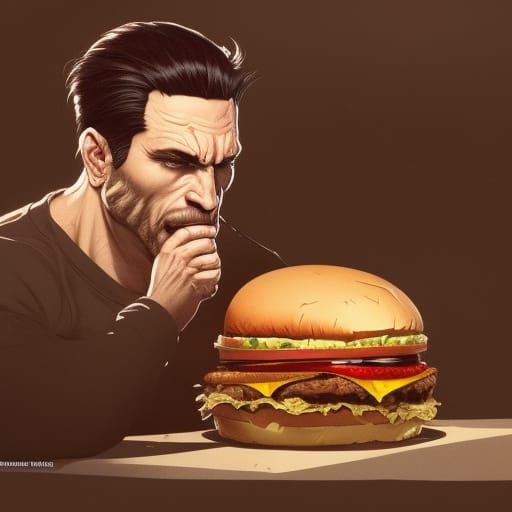 The Punisher's Burger: Hyperdetailed Digital Art Portrait