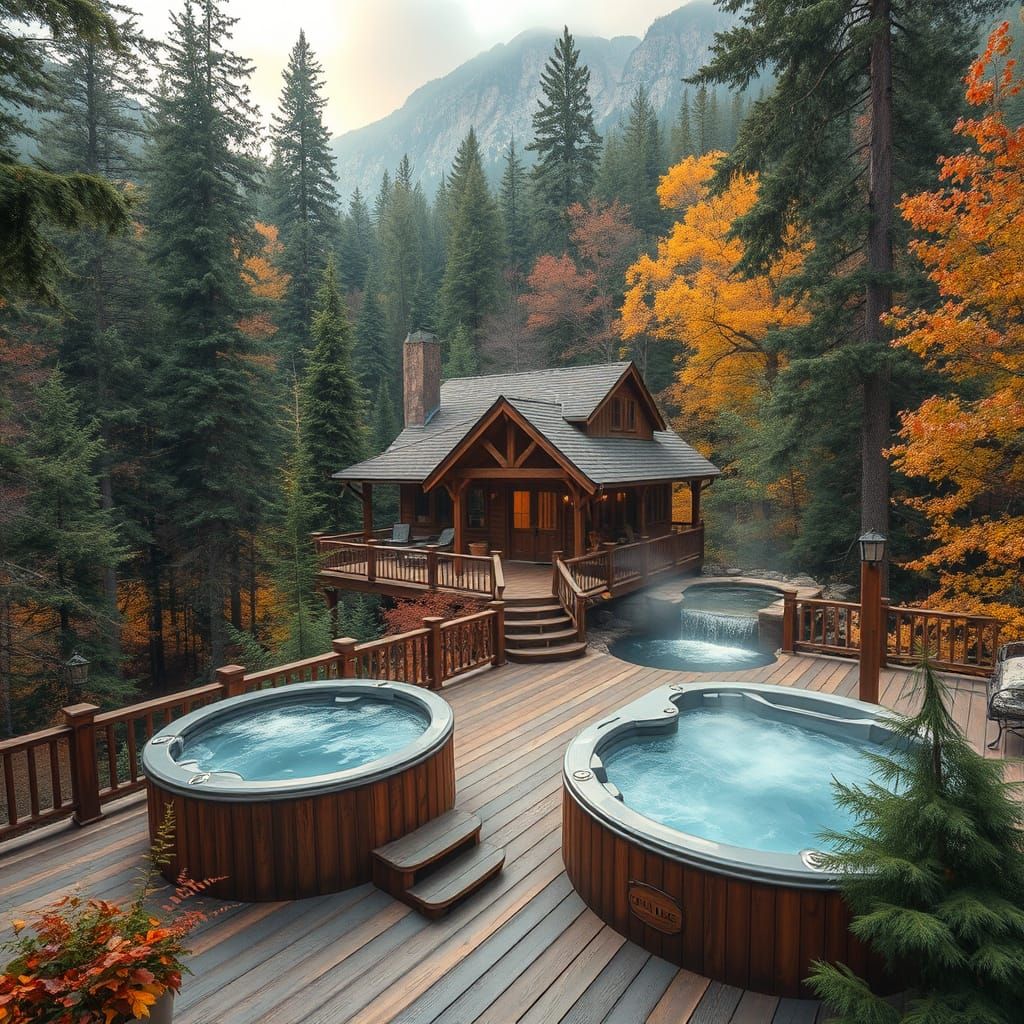 Cozy Autumn Cabin Retreat with Mountain Stream Waterfall