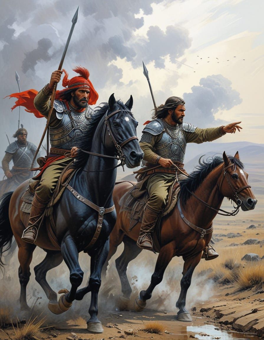 Steppe Warriors in Modern Artistic Style