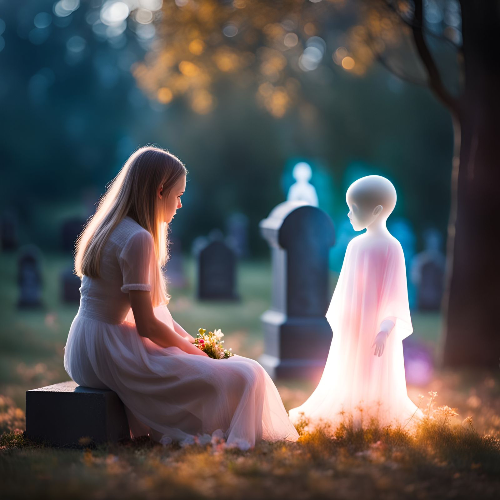 Touching Image of a Mother and Child Ghost