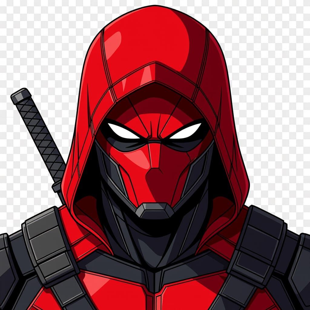 Red Hood Helmet from DC Comics in Cel-Shaded Style