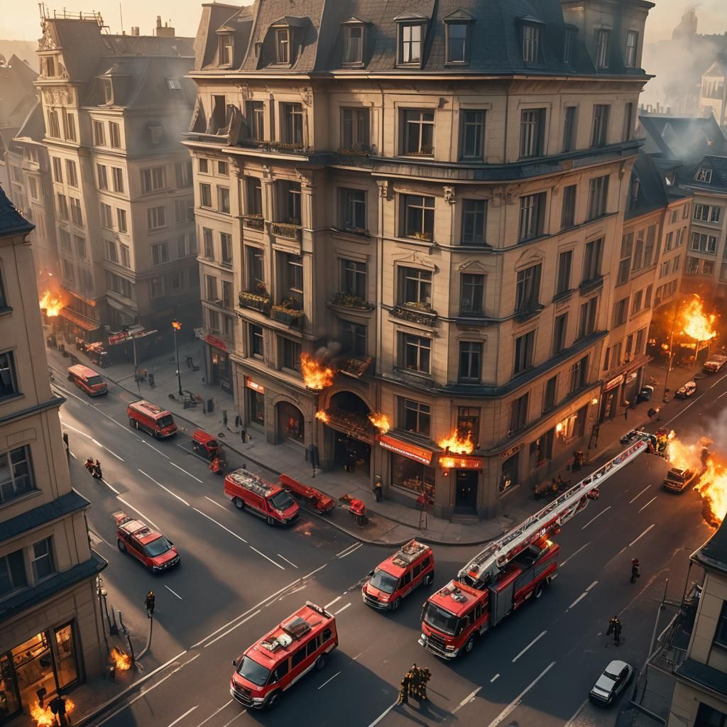 German Firefighters Fight City Fire in Cinematic Style