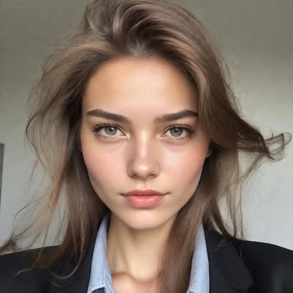 female super model, long styled hair, natural, amateur