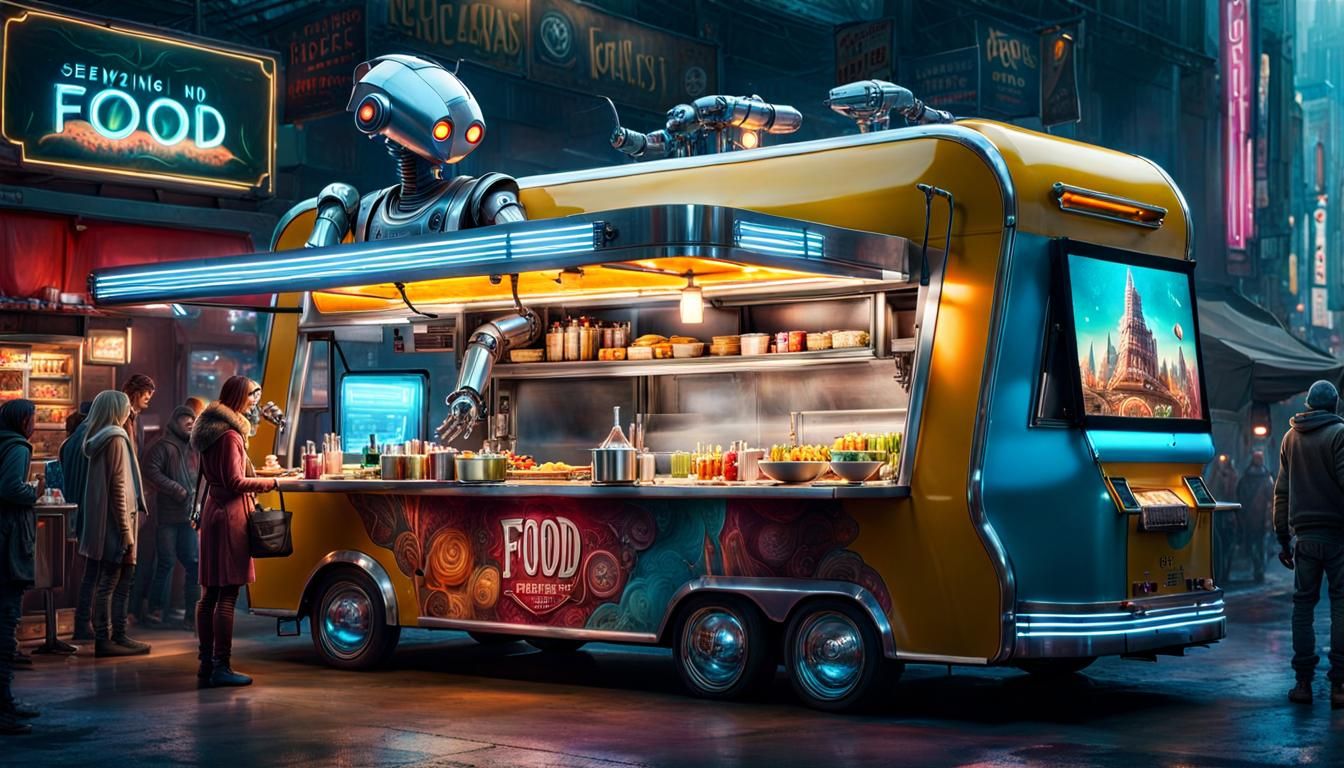 Robot Serves Aliens From Futuristic Food Truck