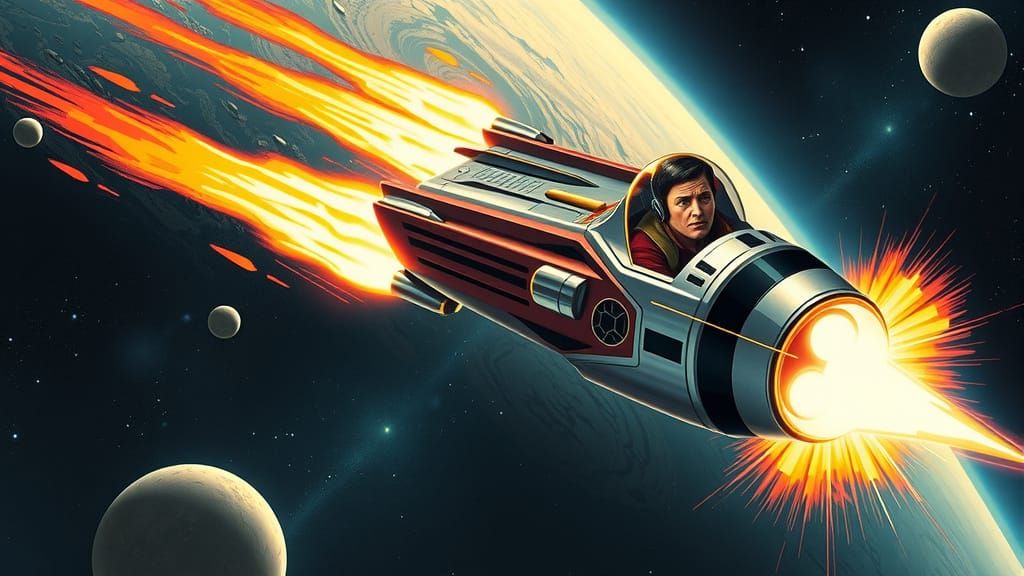 Buck Rogers Rocket Soaring Through Cosmos