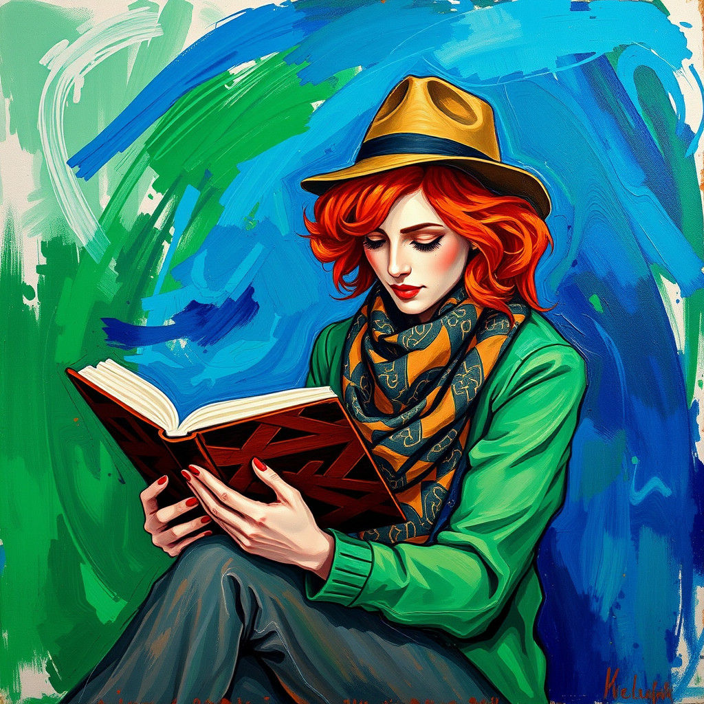 Woman Reading: Abstract Expressionist Portrait