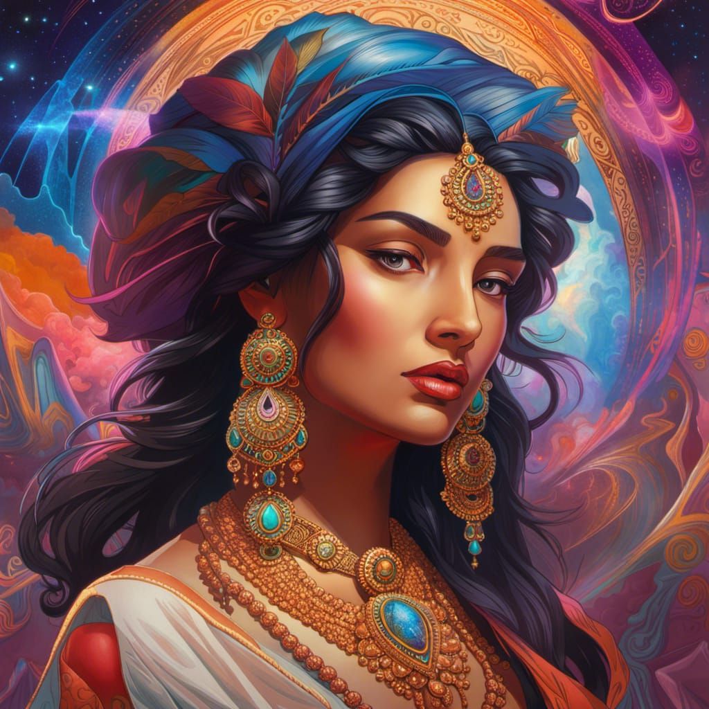 Indian Culture Embodied: Holographic Astral Illustration