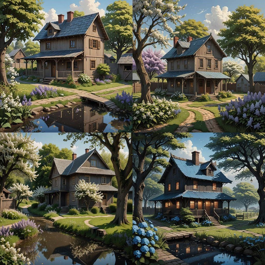 Charming Old Wooden Ranch House with Blooming Garden