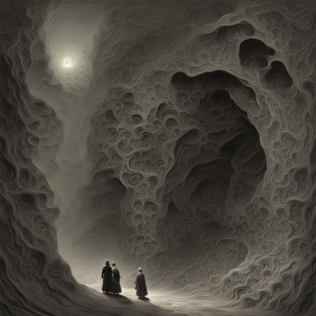 Horrific Fractal in the Style of Woodcut