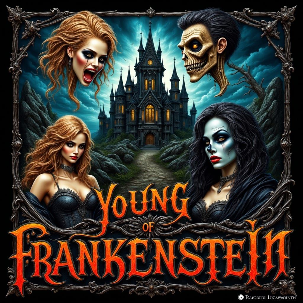 Young Frankenstein Retro Movie Poster in Gothic Style