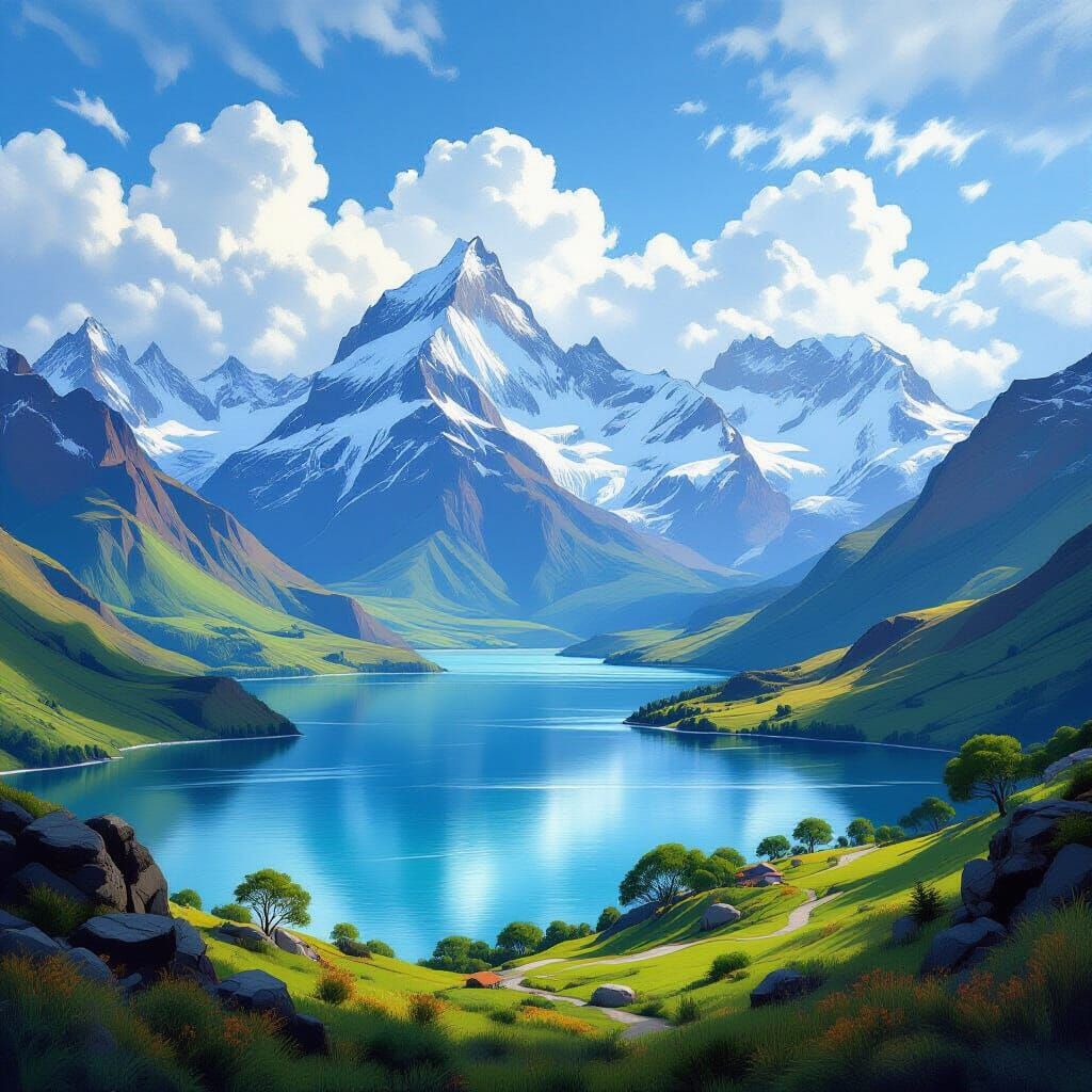 Andean Landscape Inspired by Hudson River School