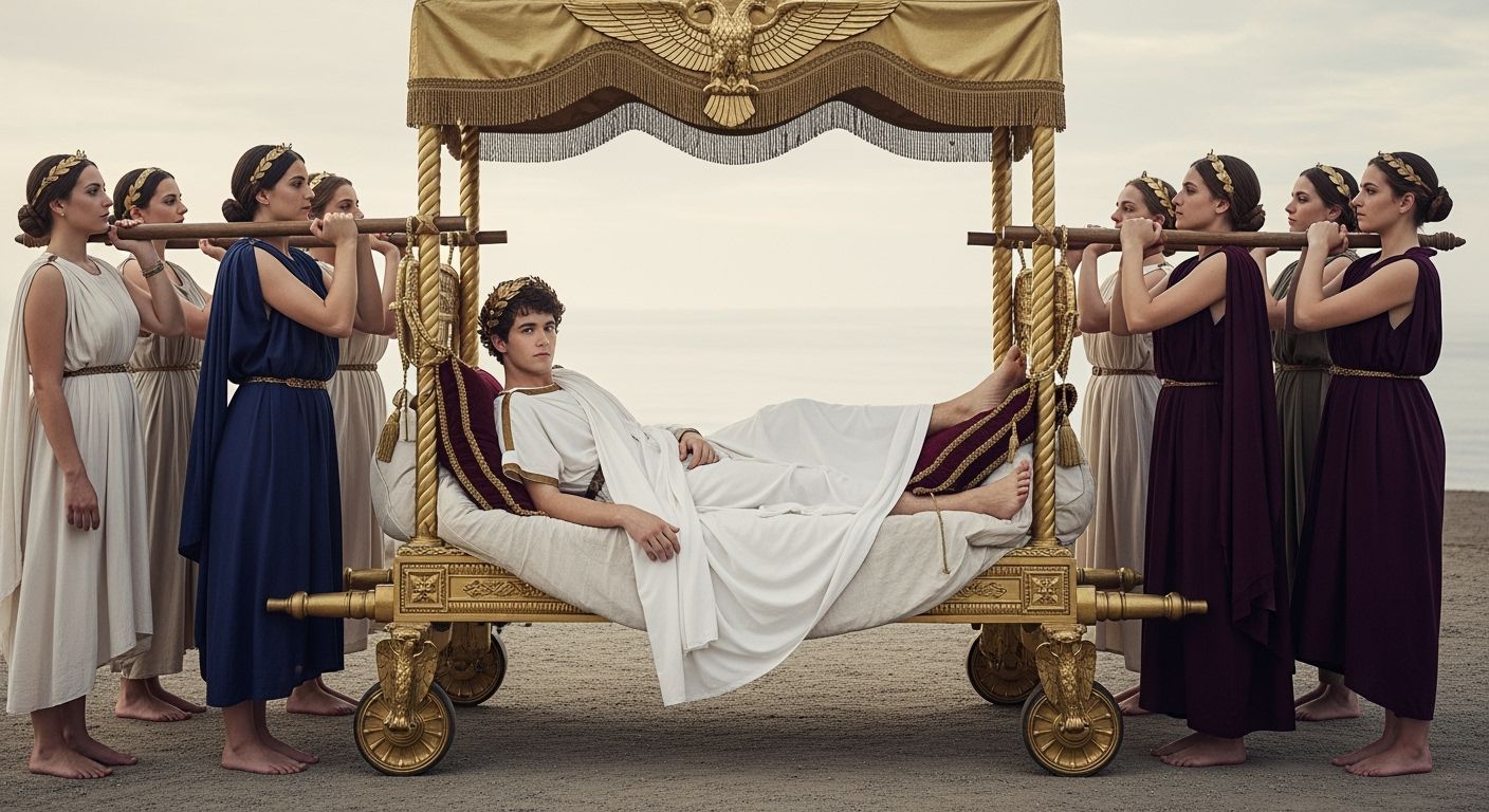 Roman Emperor on Gold Litter, Photorealistic Style