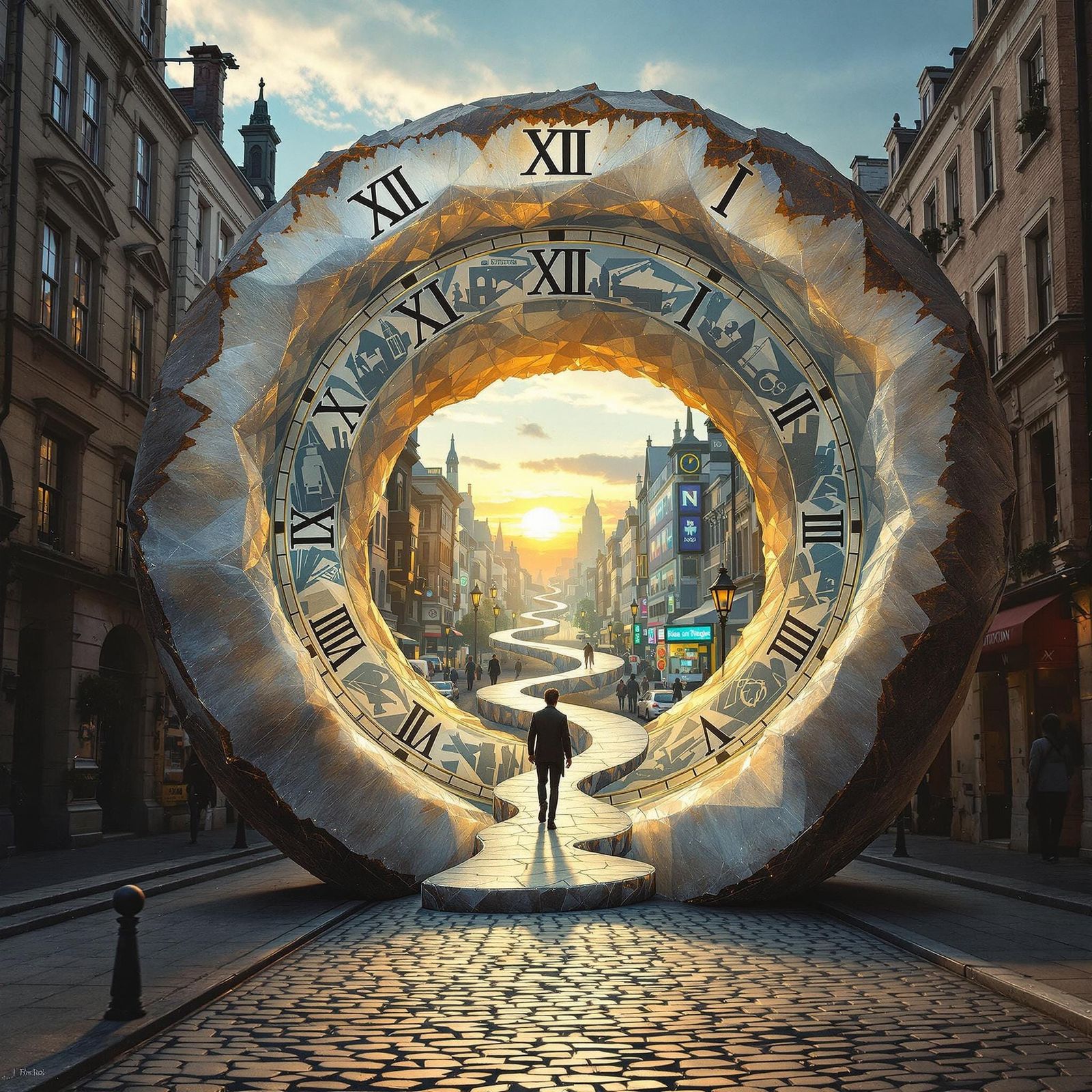 Geode Portal: Past Meets Future in Surreal Artwork