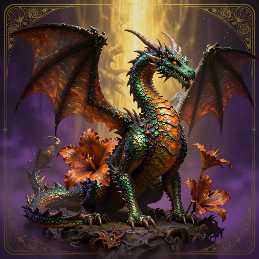 Dragon Snapdragon Flowers in Dark Fantasy Concept Art