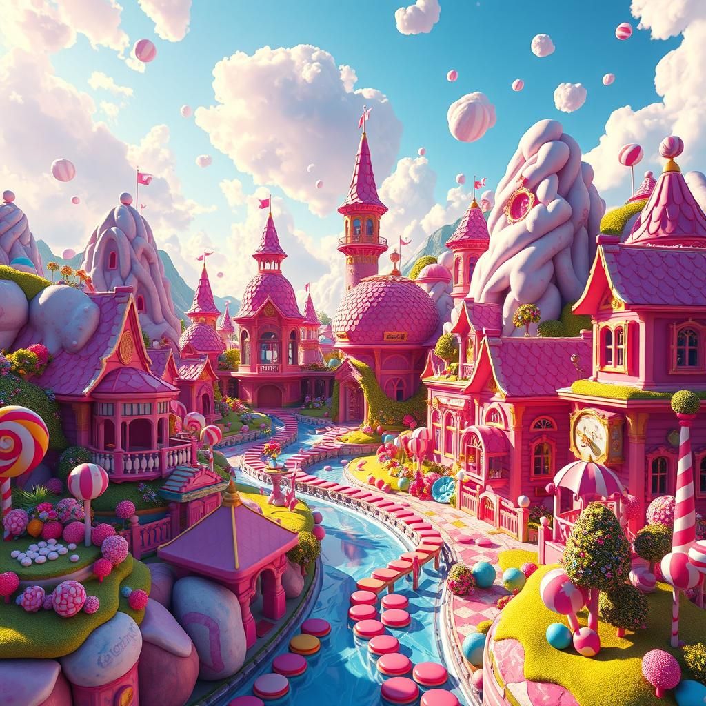 Hyperrealistic Candyland: A Postmodern Digital Illustration