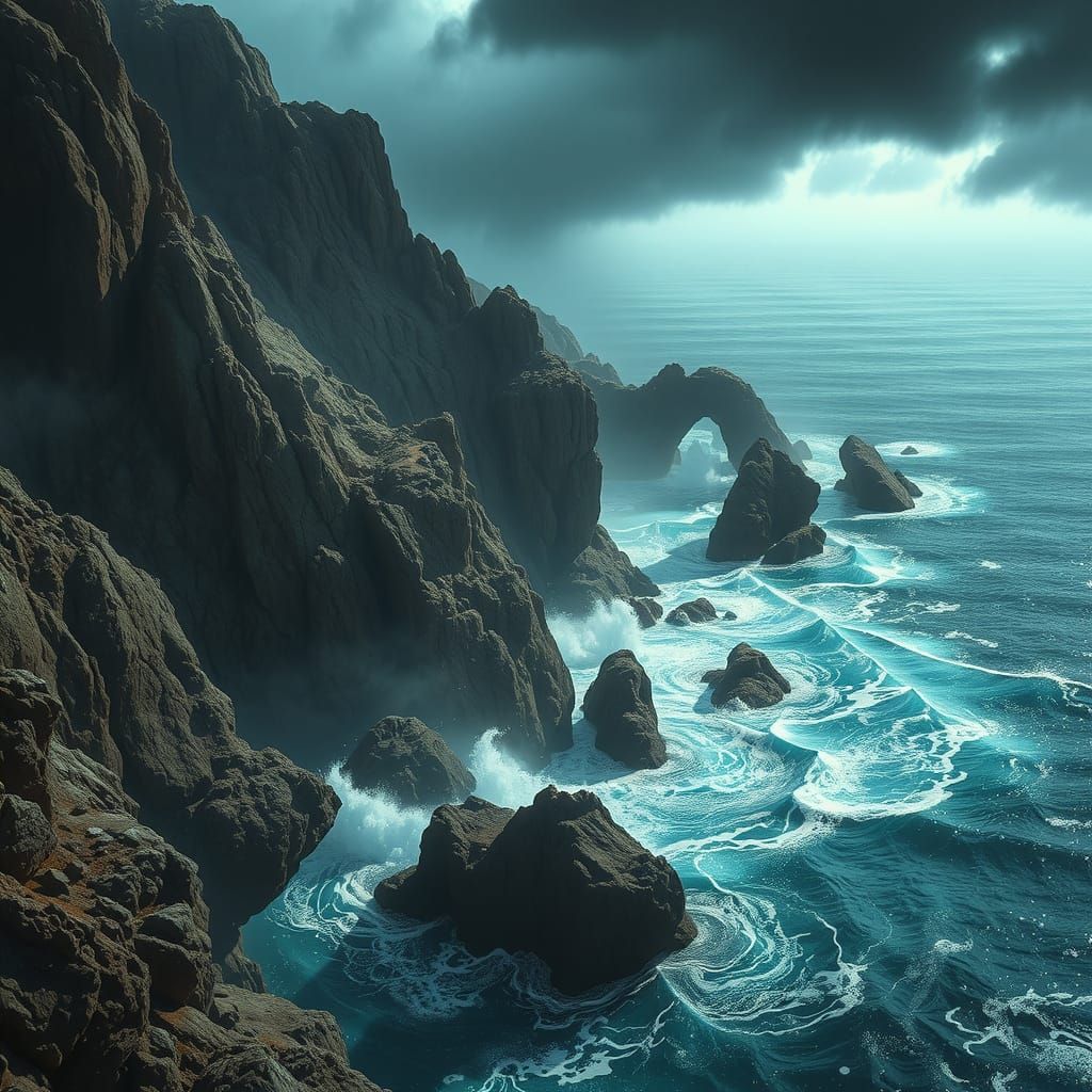 Dramatic Digital Painting of a Changing Ocean