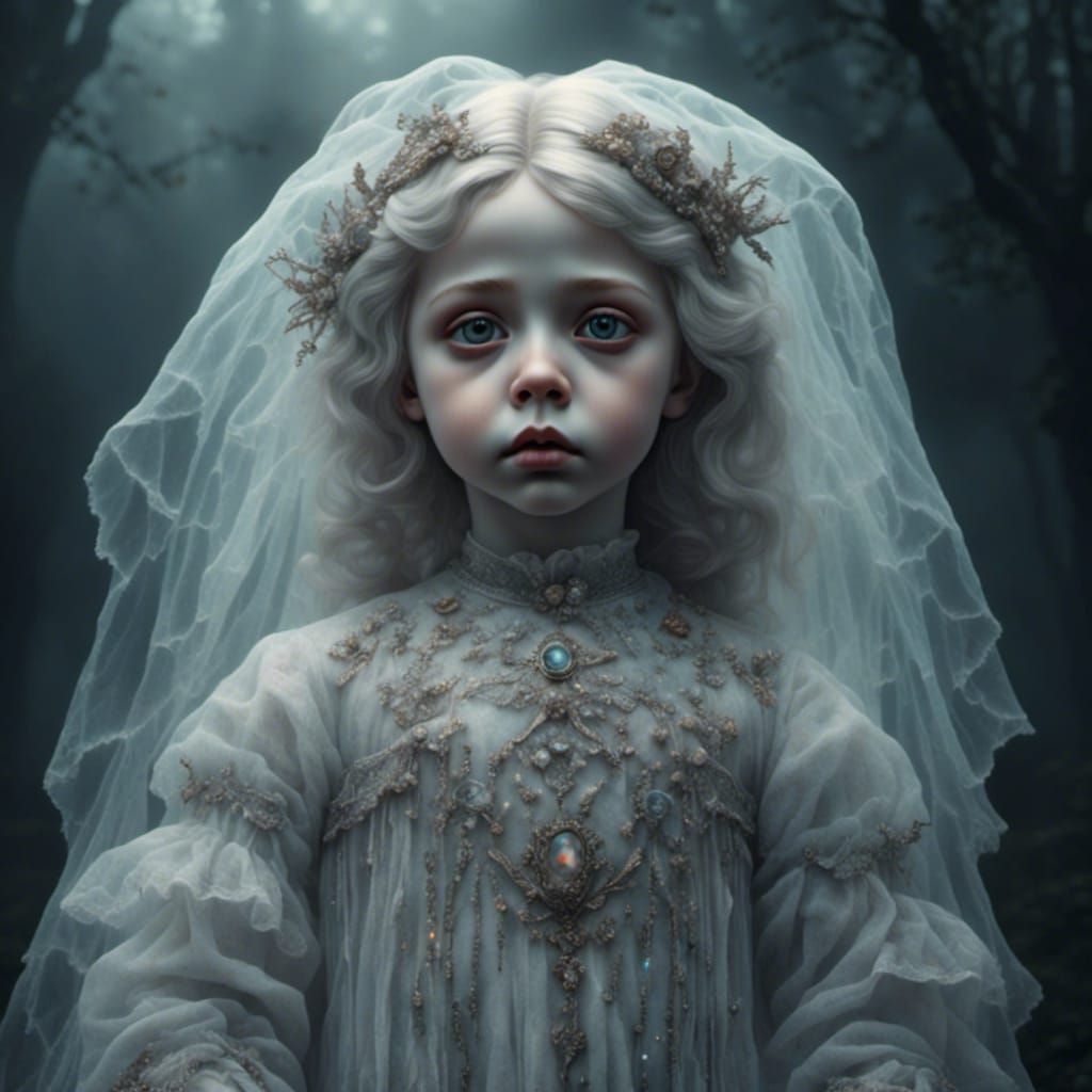 Ghostly Porcelain Boy with Wide Eyes