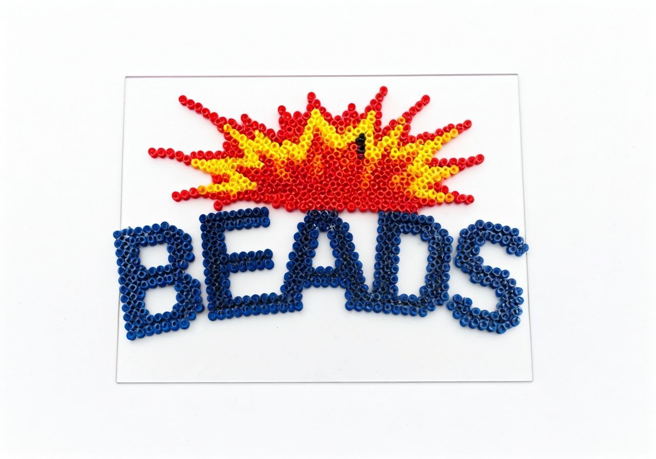 Iron-On Beads Spelling 'BEADS' with Explosion Design