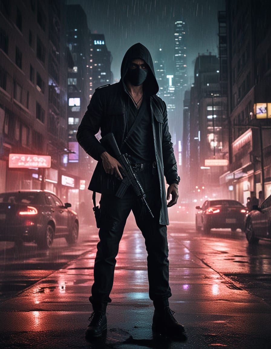 Cyberpunk Assassin Embarks on High-Stakes Mission