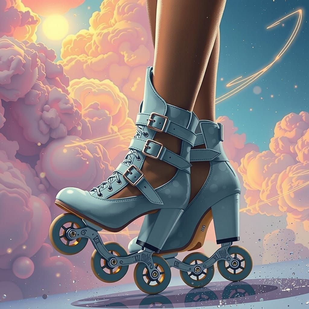Woman's Feet in Enchanted Roller Skates
