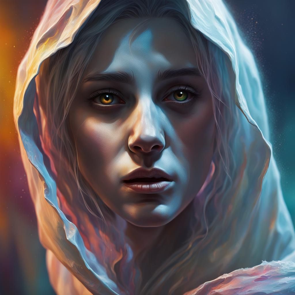 Hyperrealistic Ghost in Splash Art Style