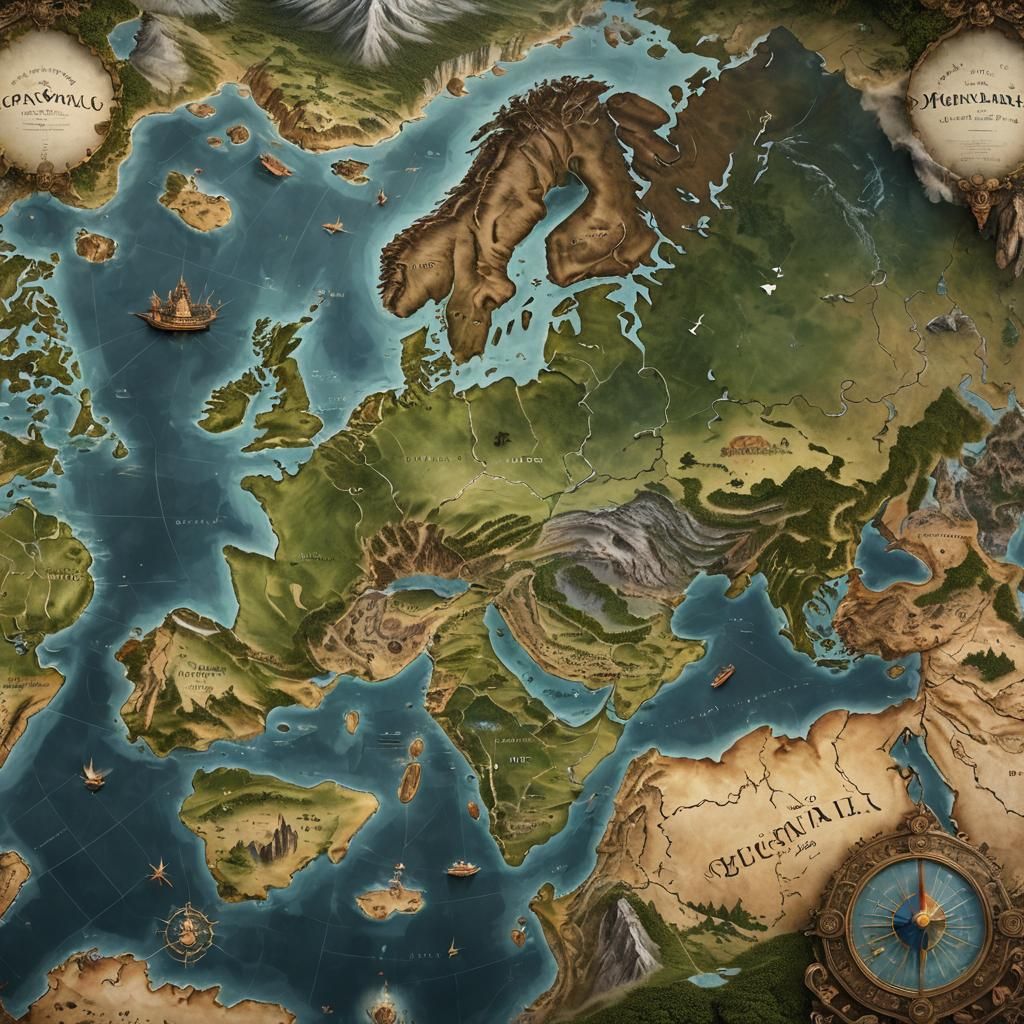 Detailed Digital Matte Painting of World Map