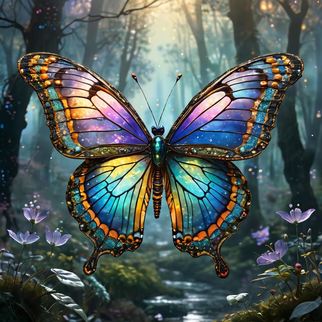 Otherworldly Butterfly in a Dreamlike Landscape