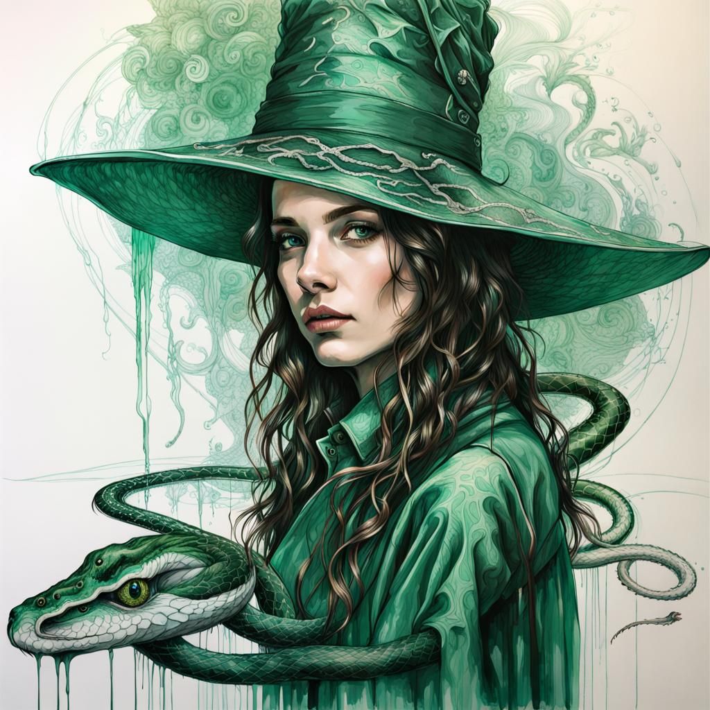 Brunette Slytherin Student Portrait in Rococo Style