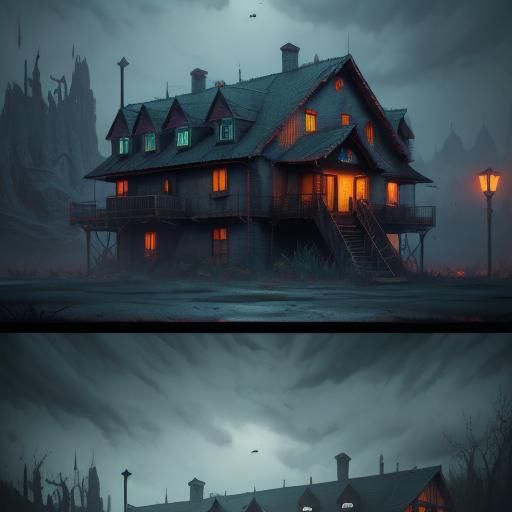 Creepy Motel: Detailed Matte Painting in Deep Color