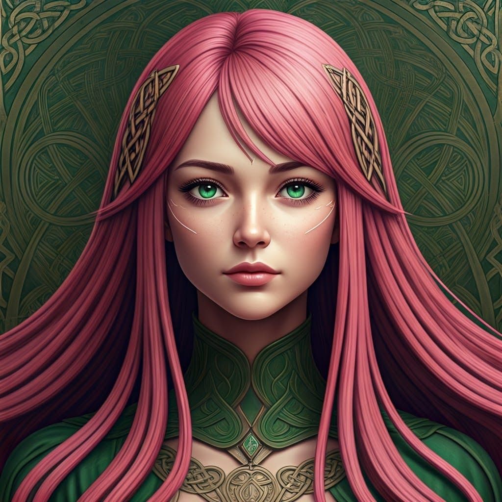 Celtic Woman with Art Deco Celtic Knots