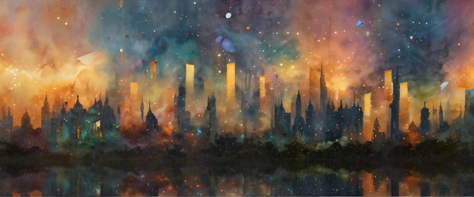 Angelic Stained Glass in Cosmic Nebula