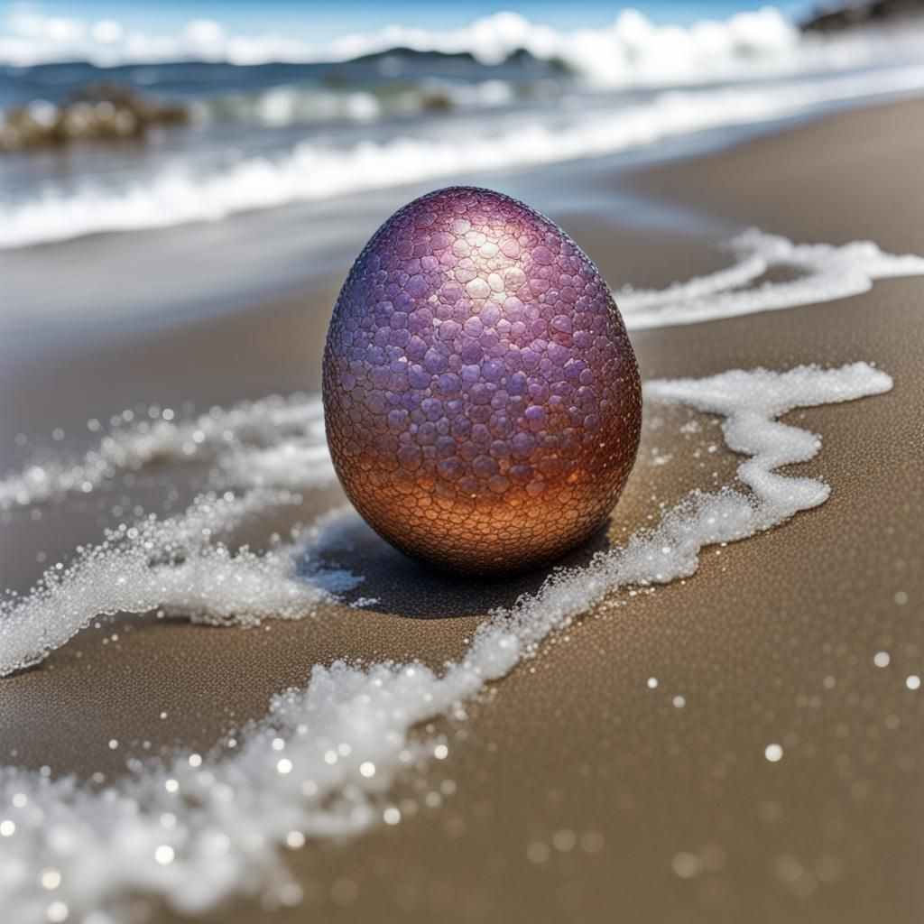 Glittery Dragon Egg Washed Ashore on Beach