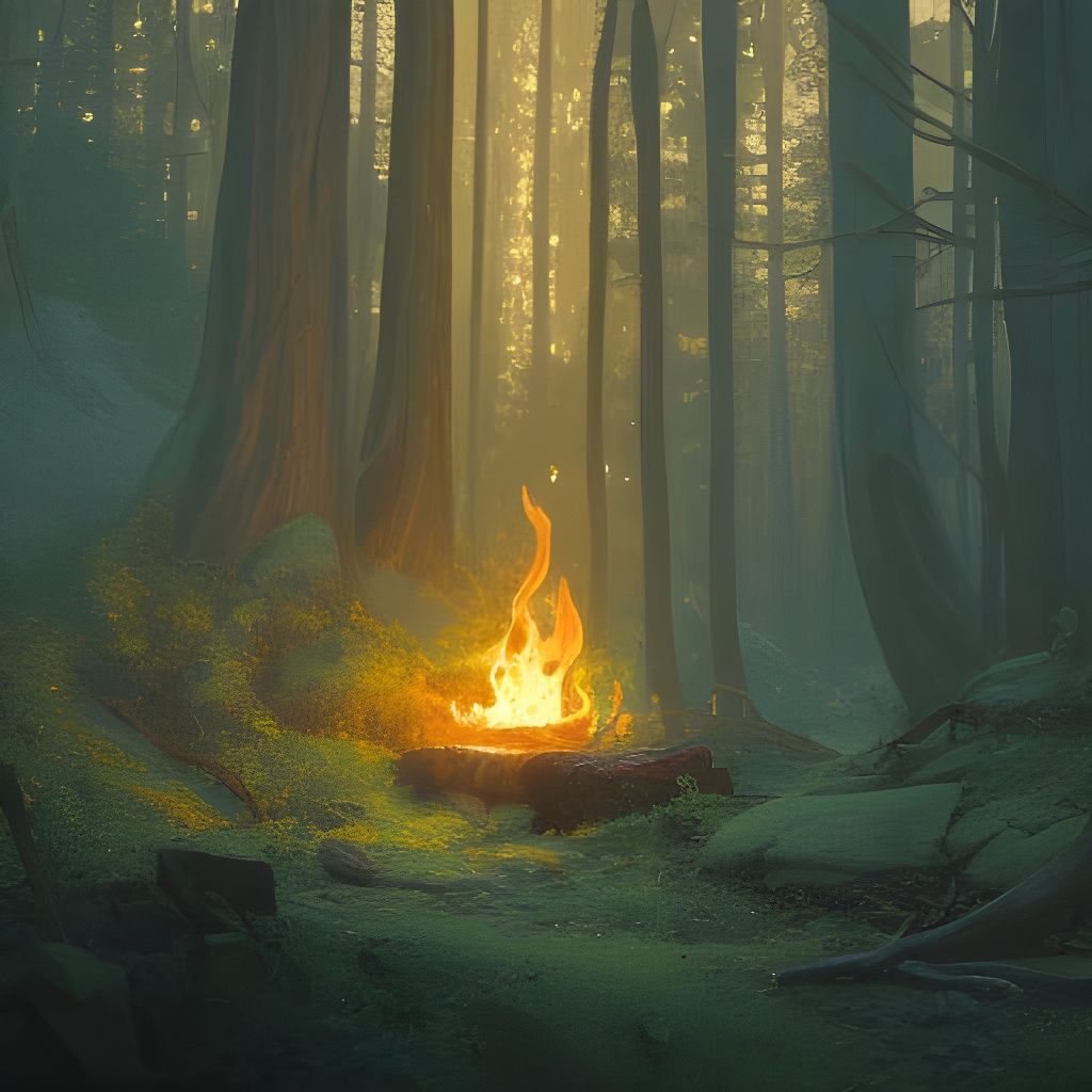 Fireplace in Dark Forest Concept Art