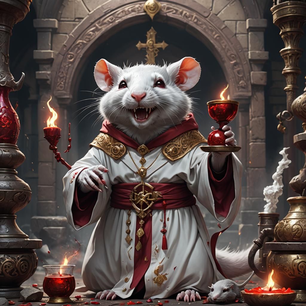 Sinister Rat Priest Conjuring Explosive Alchemy