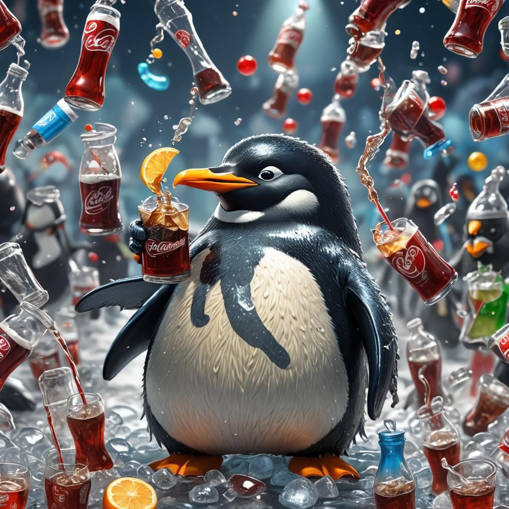 Penguin from Club Penguin Drinks Coke