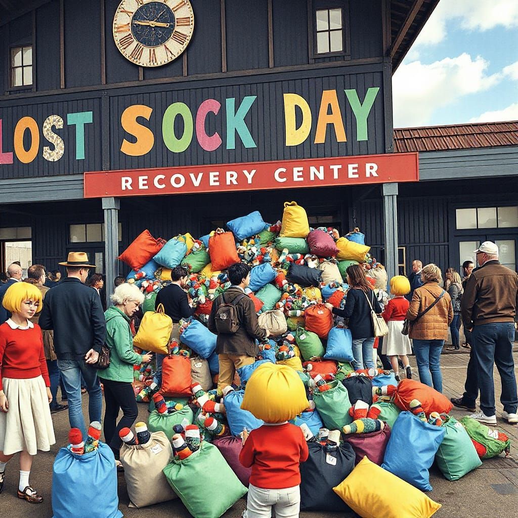 Lost Sock Day Recovery Center Scene