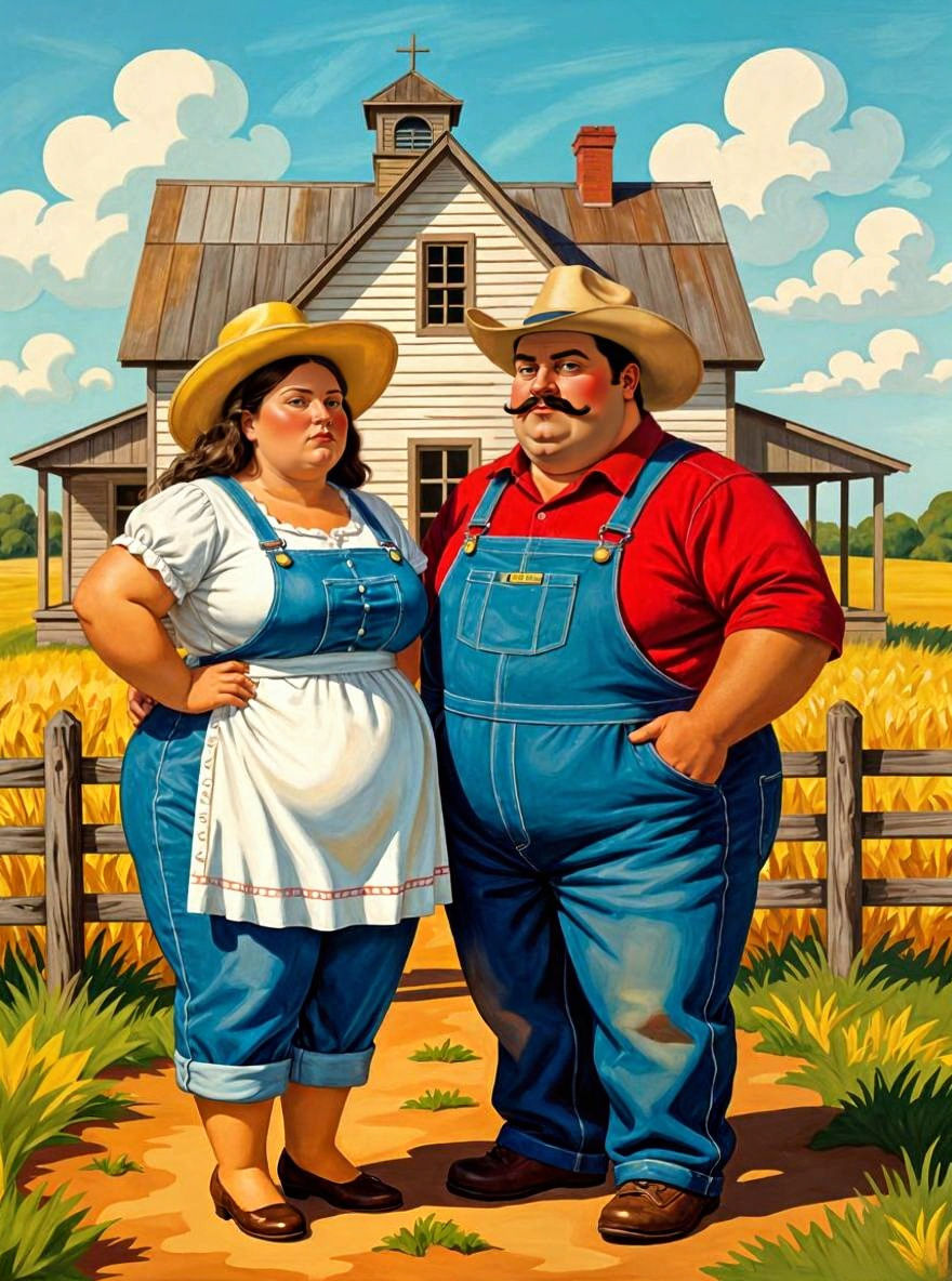 The American Gothic 2025 by Fernando Botero Angulo.
